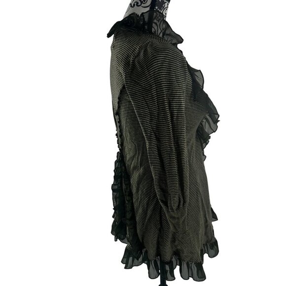 Guinevere Womens Ruffle Trim Striped Cardigan Sweater Jacket Size S - Picture 8 of 16
